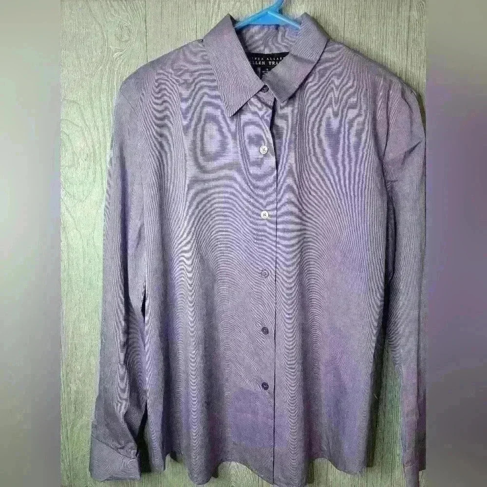 Linda Allard for Ellen Tracy cotton long‎ sleeve button-down  blouse. Size 16